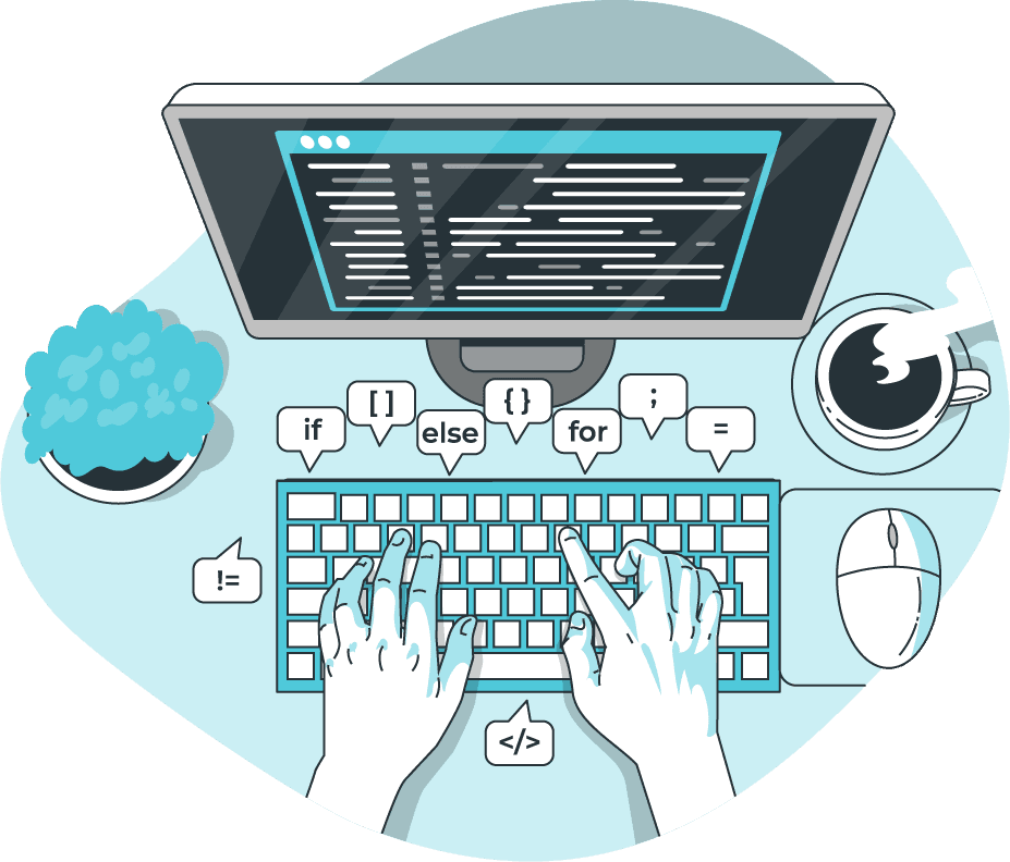 Professional software developer working on modern web application development